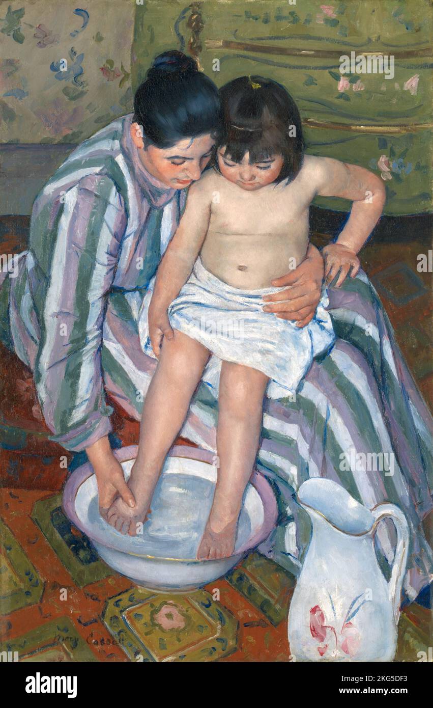 Le bain de l'enfant (le bain) par Mary Cassatt, 1893, peinture par Mary Cassatt Banque D'Images