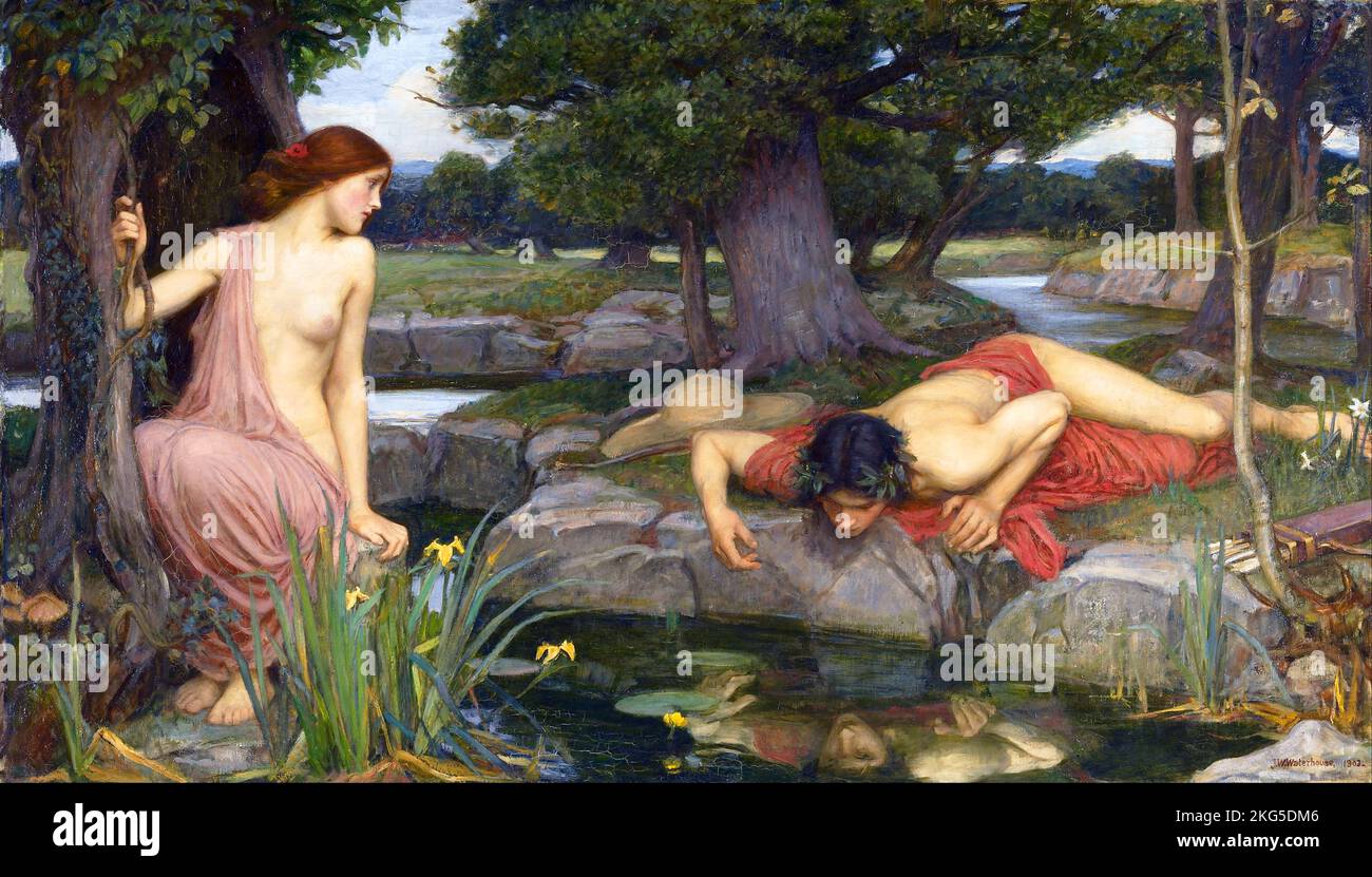 Echo et Narcisse, 1903, peinture de John William Waterhouse Banque D'Images