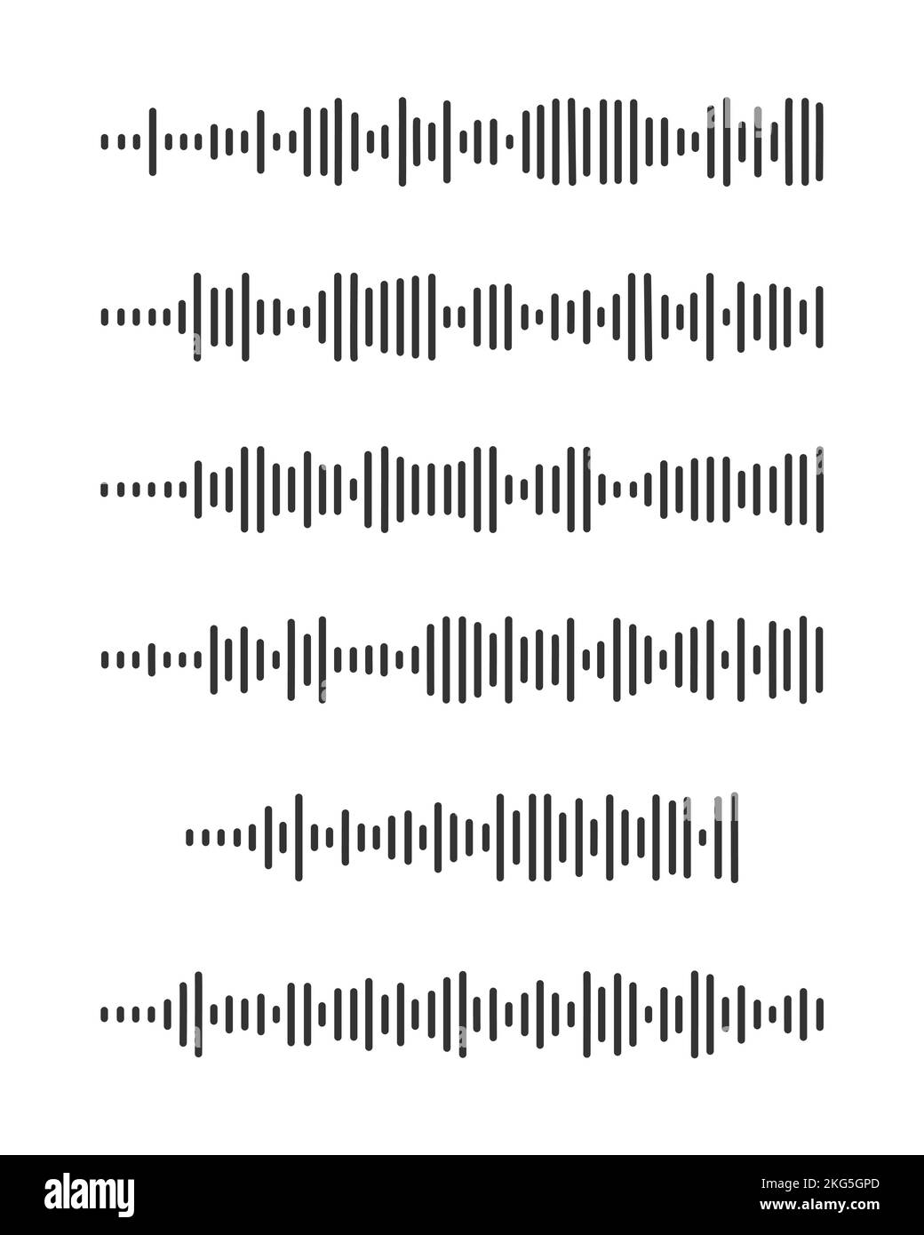 Icônes d'onde sonore. Pictogramme d'impulsion. Signal. Message vocal ...