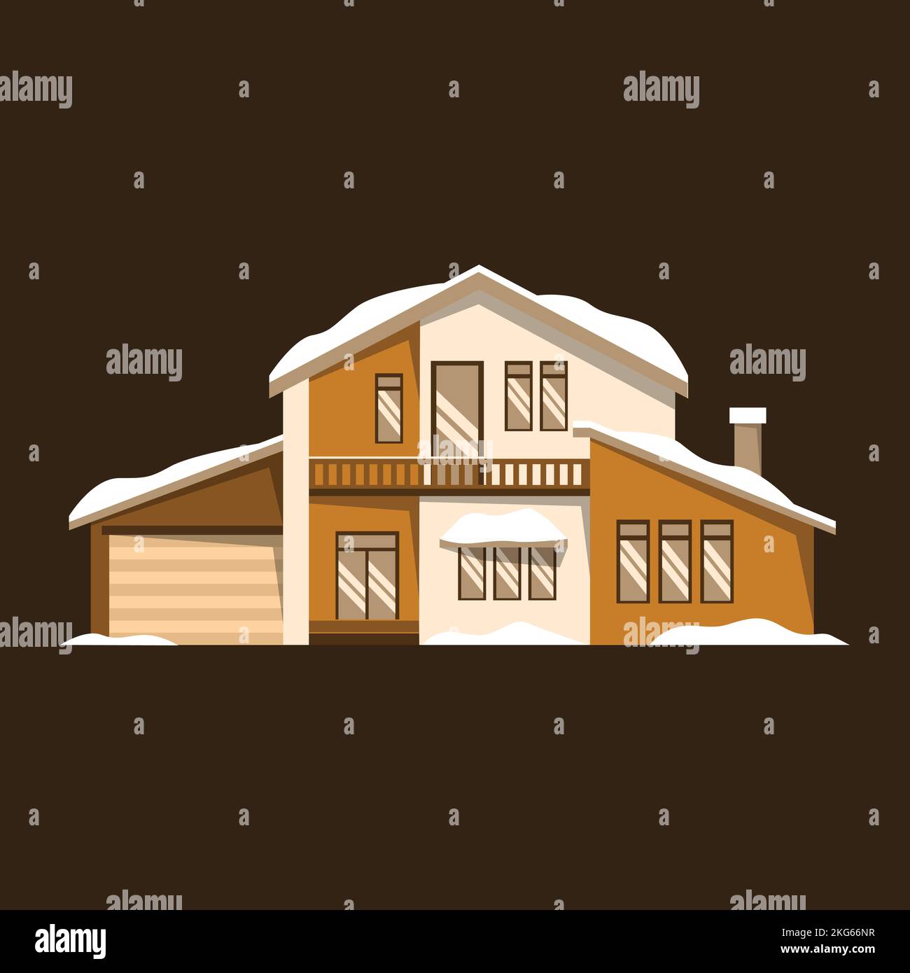 Maison de bâtiment luxueuse neige hiver saison Illustration Design Illustration de Vecteur