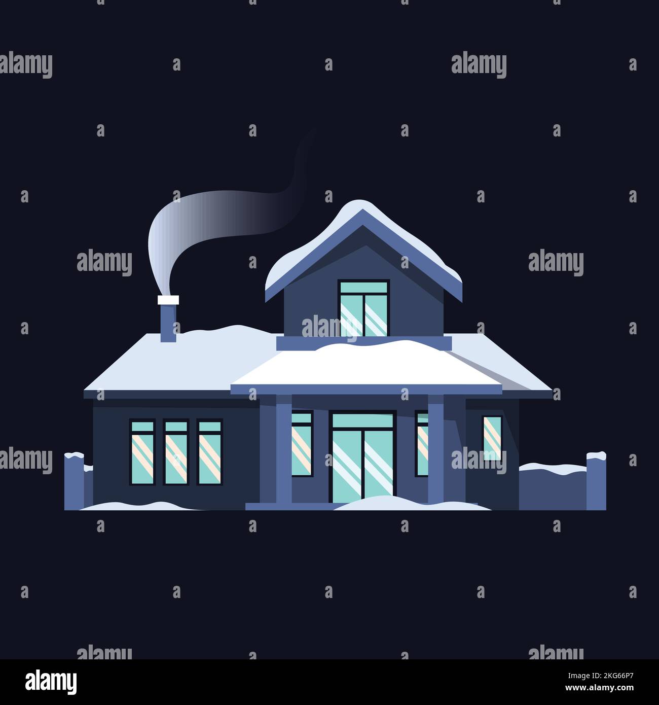 Design de maison minimaliste Illustration unique de saison d'hiver de neige Illustration de Vecteur