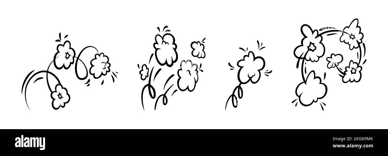 Nuages effet rampe bande dessinée. Jeu de bulles d'explosion et de fumée. Illustration vectorielle isolée sur fond blanc Illustration de Vecteur