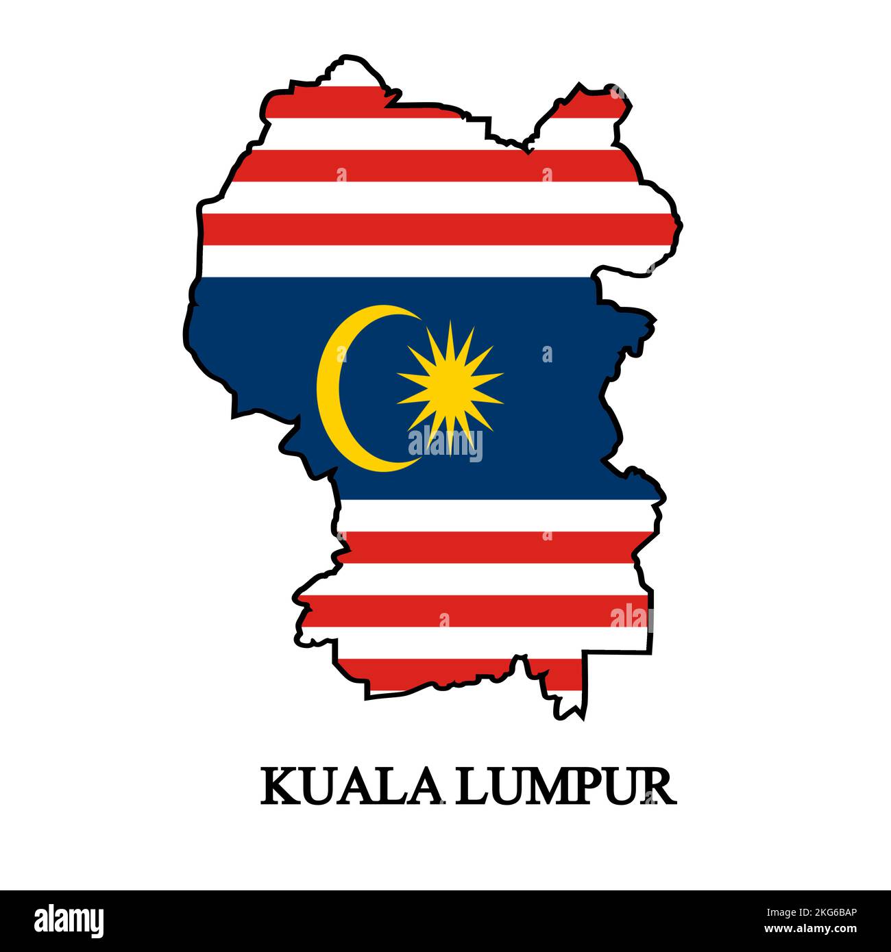 Illustration vectorielle de la carte de Kuala Lumpur. Ville malaisienne. Etat en Malaisie Illustration de Vecteur