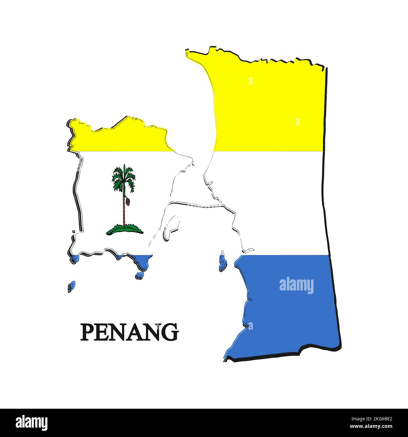 Illustration vectorielle de la carte Penang. Ville malaisienne. Etat en Malaisie Illustration de Vecteur