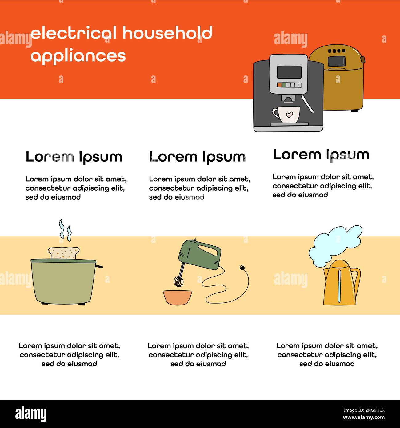 site web, bannière, prospectus pour les appareils électroménagers Illustration de Vecteur