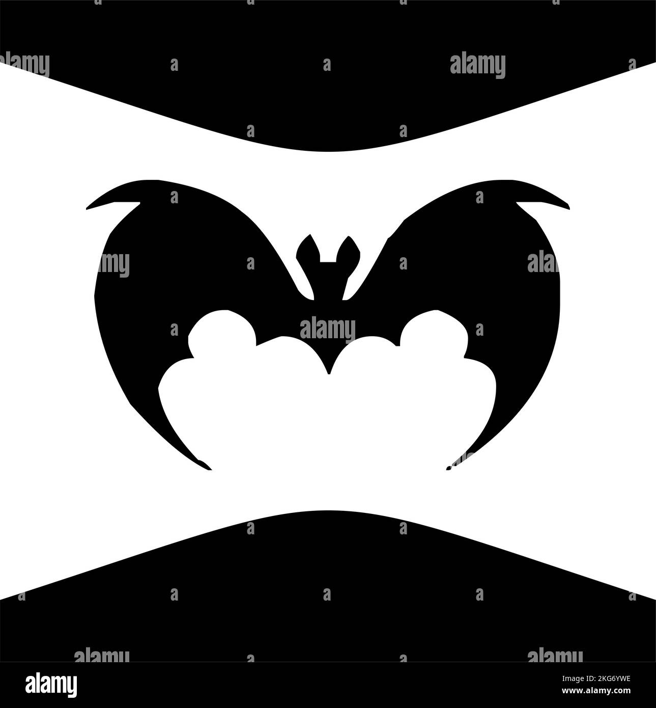 Un dessin illustré d'une batte noire avec ses ailes ouvertes sur une surface blanche Illustration de Vecteur