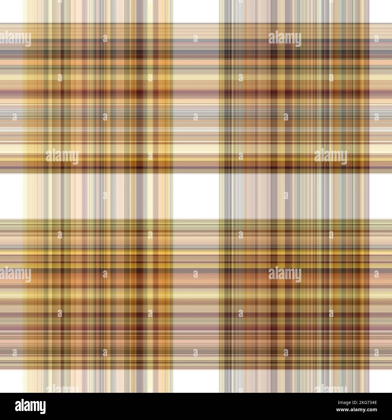 Tissu écossais blanc forêt à motif sans couture. Motif écossais de forêt automnale ton sur ton avec texture organique. Arrière-plan de bande orange pour papier peint rugueux. Banque D'Images