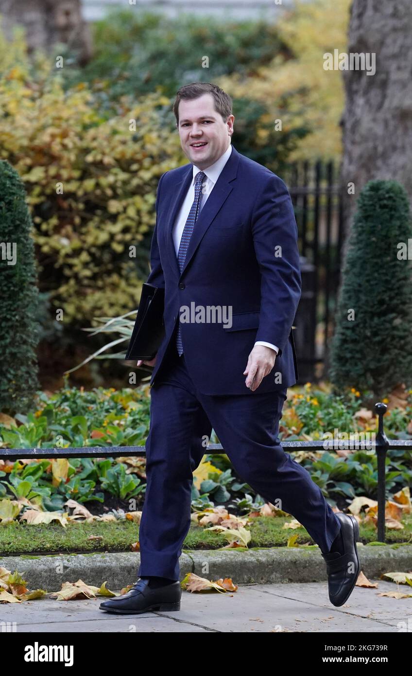 Le ministre d'État au siège social, Robert Jenick, arrive à Downing Street, à Londres, avant une réunion du Cabinet. Date de la photo: Mardi 22 novembre 2022. Banque D'Images