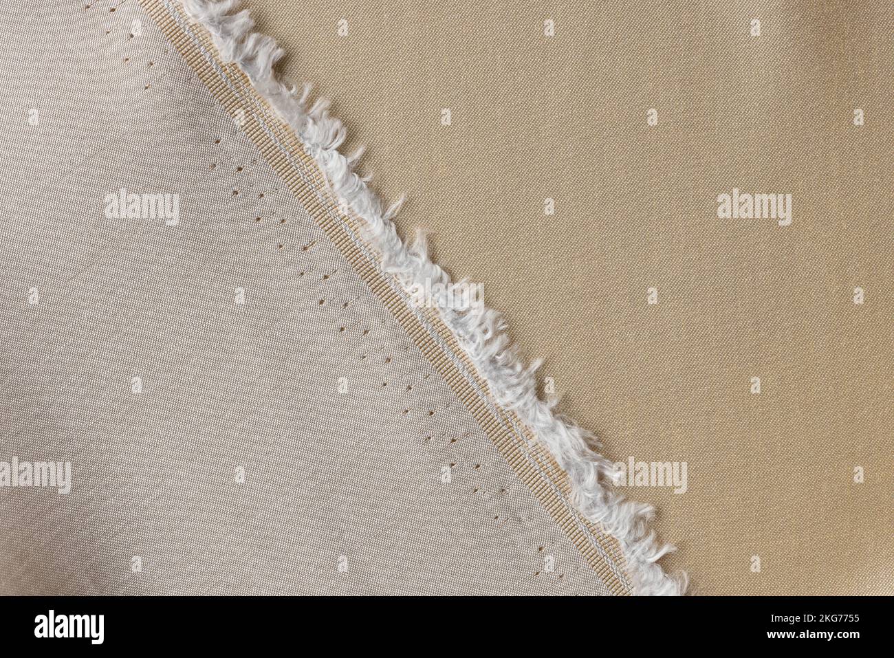 Échantillon de tissu beige avec avant et arrière pour le catalogue des tissus Banque D'Images