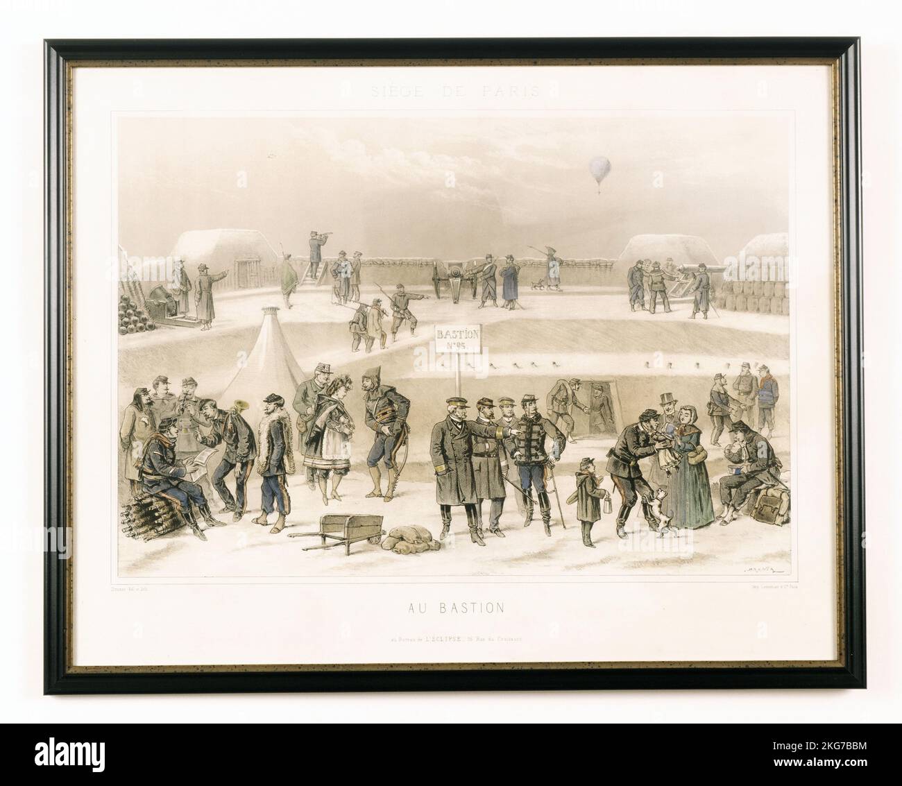 Jules Renard connu sous le nom de Draner (1833–1926) Ecole française au Bastion : le siège de Paris, 1870-1871 lithographie encadrée (48 x 61 cm) Collection Muller-Quênot Banque D'Images