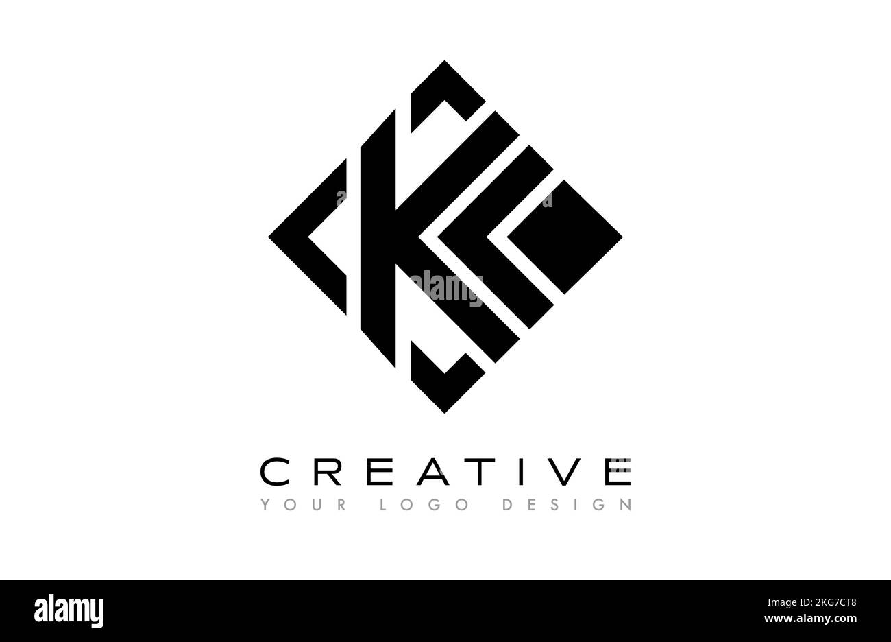 Logo lettre K de Tribal Lines. Lettre K icône Vector avec forme créative et design minimaliste en noir et blanc vectoriel. Illustration de Vecteur