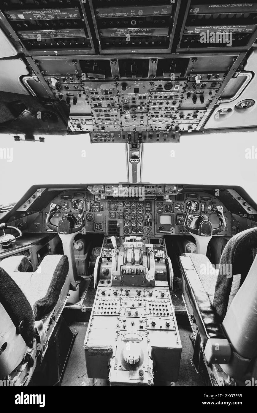 Intérieur d'un TriStar l-1011 désaffecté à Cotonou, Bénin Banque D'Images