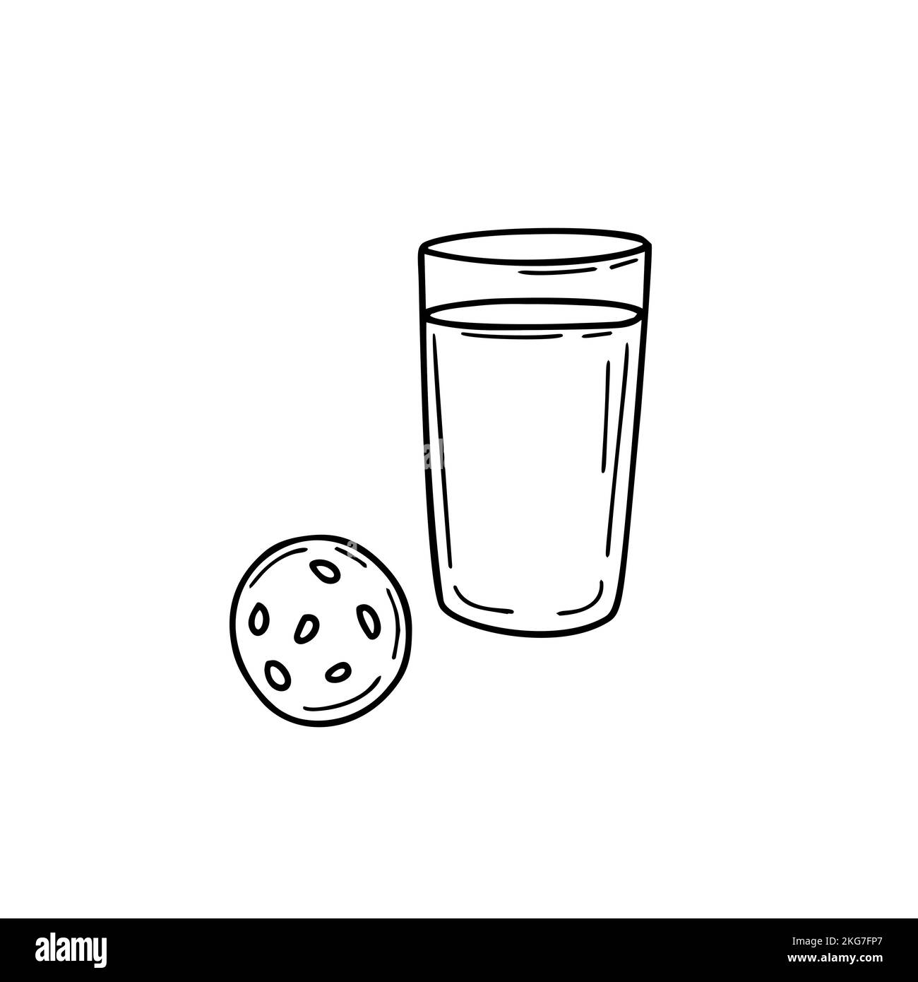 Illustration d'un verre de lait et de biscuits en forme de doodle Illustration de Vecteur