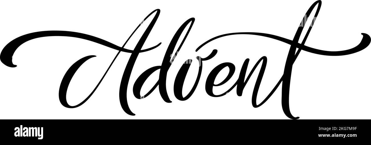 Vecteur manuscrit de Noël texte de lettrage calligraphique Avent. Pour les vacances d'hiver, le calendrier, la carte de vœux, l'affiche. La nativité religieuse Illustration de Vecteur