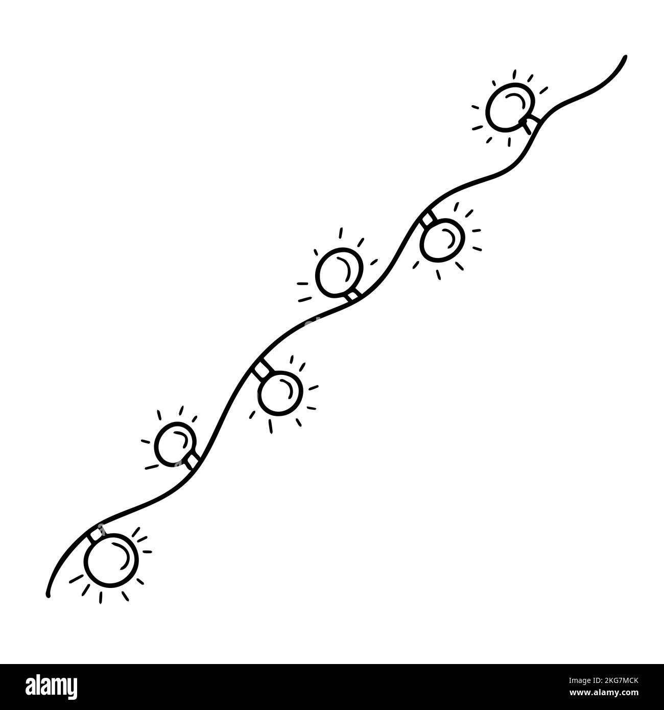 Guirlande avec lampes, illustration en style Doodle isolé Illustration de Vecteur