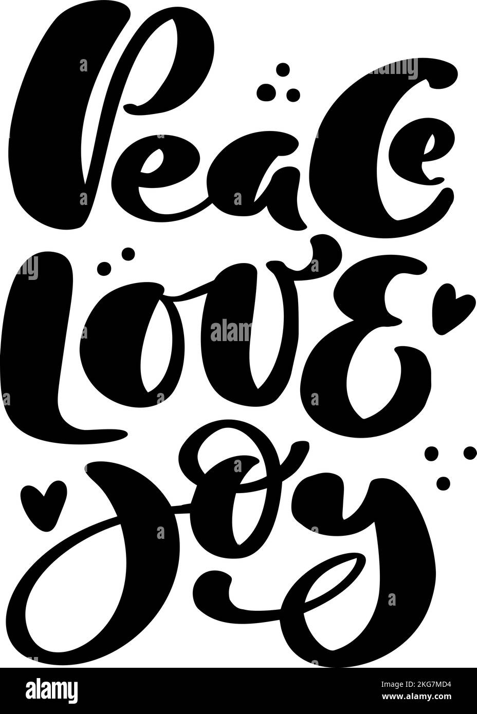 Peace Love Joy vecteur lettrage à la main calligraphie positive citation texte à Noël design de vacances, typographie célébration poster, calligraphie Illustration de Vecteur