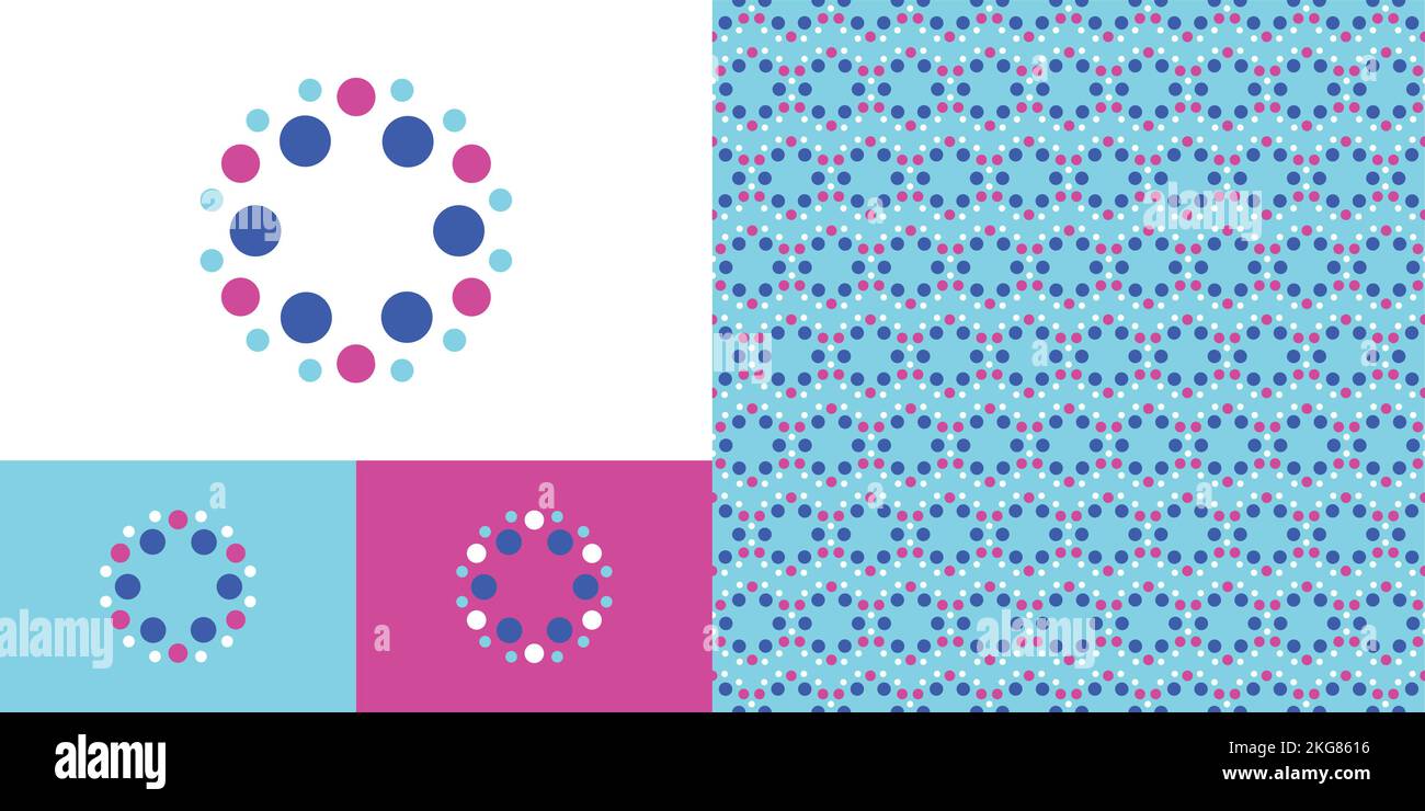 Icône en forme de sphère Dotty avec motif de répétition sans couture, idéale pour les logos, la marque et les réseaux sociaux Illustration de Vecteur