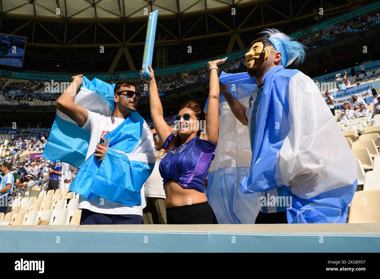 Atmosphère pendant le match Argentine contre Arabie Saoudite de la coupe du monde de la Fifa Qatar 2022 au stade Lusail à Doha, Qatar sur 22 novembre 2022. Photo de Laurent Zabulon/ABACAPRESS.COM Banque D'Images