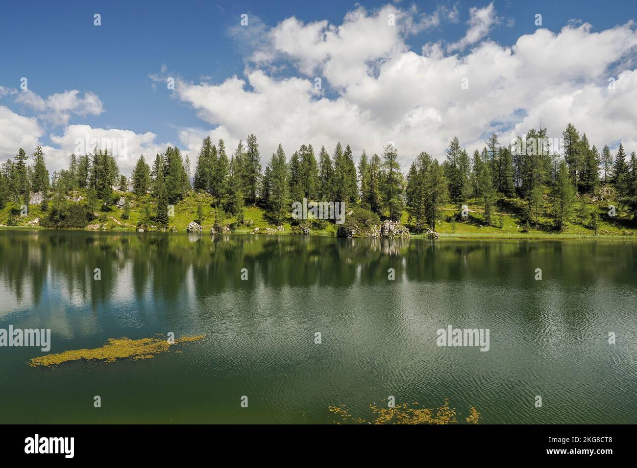 croda da lago Federa Lac dolomites vue panoramique sur le paysage Banque D'Images