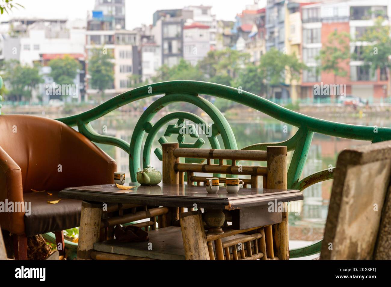 Thé au lac Hồ Tây, Hanoï, Vietnam Banque D'Images