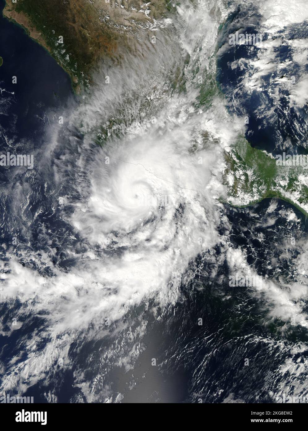 MEXIQUE - 21 octobre 2013 - l'ouragan Raymond était à son plus fort lorsque le Spectroradiomètre d'imagerie à résolution modérée (MODIS) sur l'Aqua satell de la NASA Banque D'Images