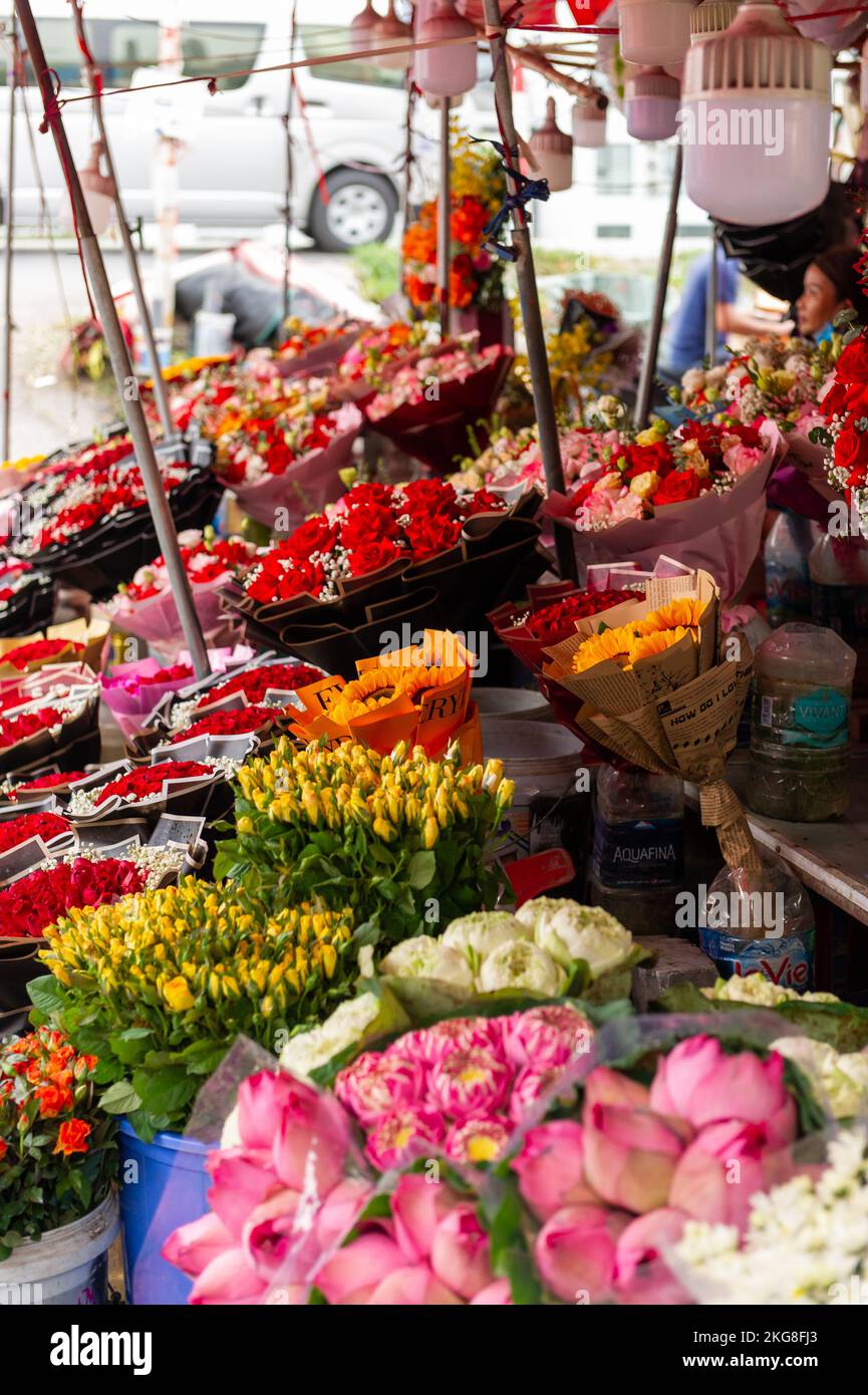 Marché aux fleurs Quảng Bá, Hanoï, Vietnam Banque D'Images