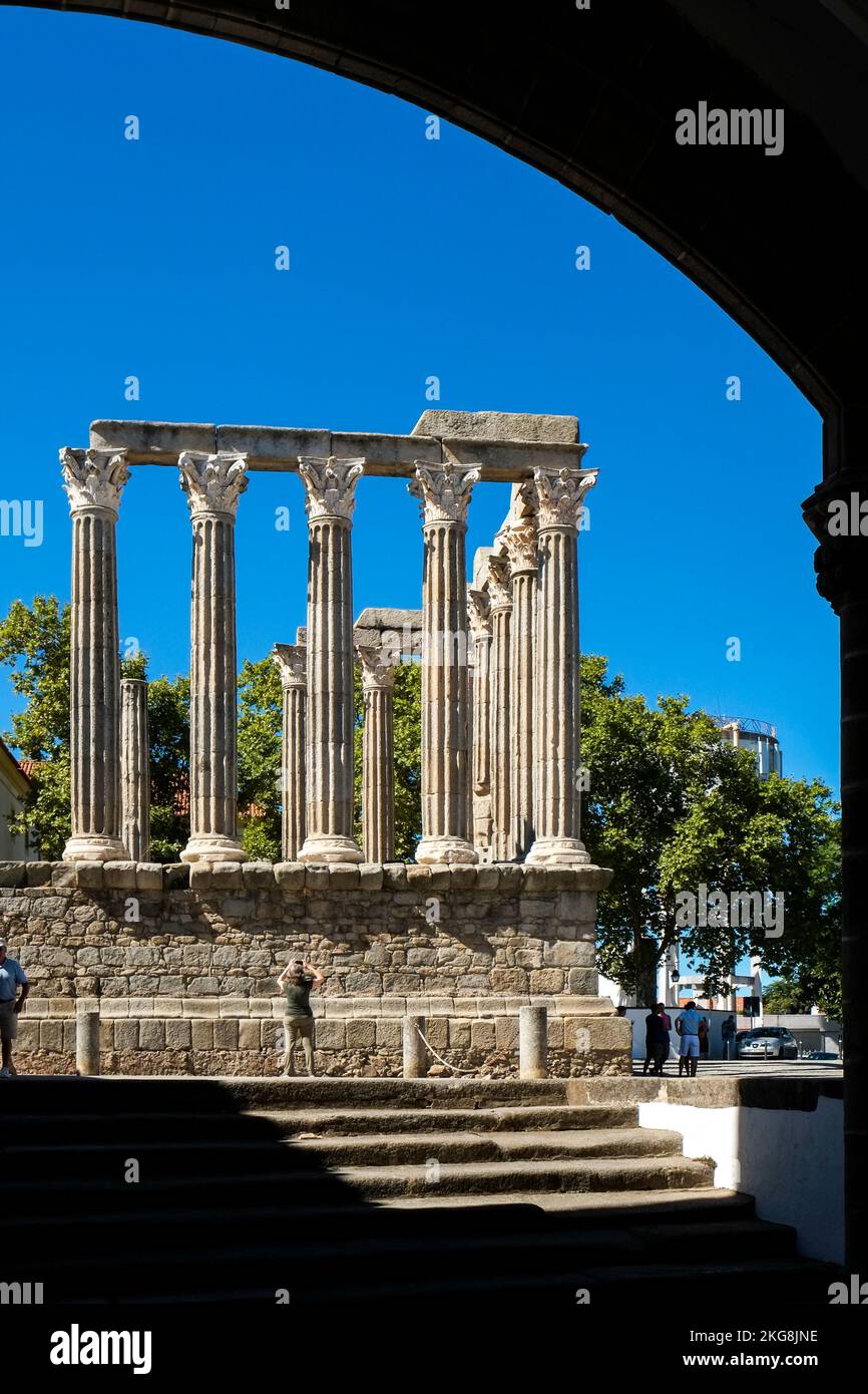 Portugal, Evora, Temple romain de Diana de 1 siècle après J.-C. Banque D'Images