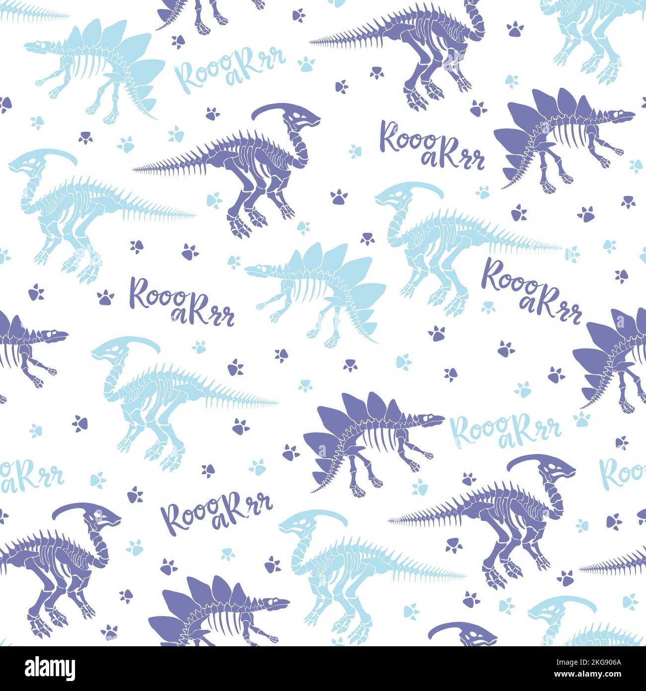 Motif vectoriel sans couture avec squelette de dinosaure. Illustration de Vecteur