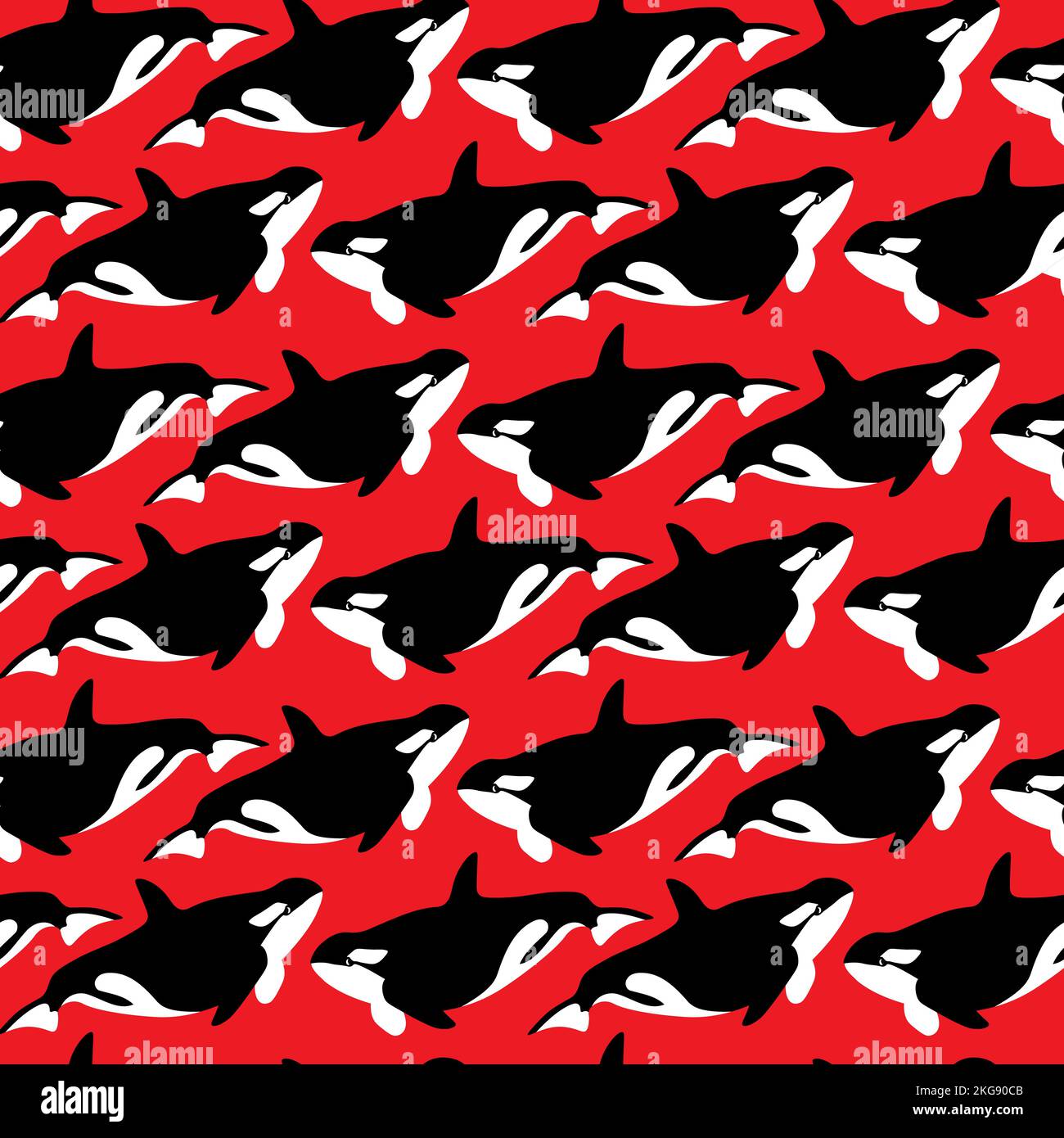 Motif vectoriel sans couture avec orca.créatures de dessin animé sous-marin.arrière-plan marin.joli motif océan pour tissu, vêtements pour enfants, textiles, emballage Illustration de Vecteur
