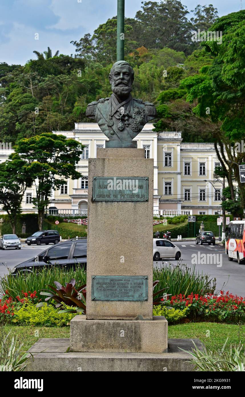 PETROPOLIS, RIO DE JANEIRO, BRÉSIL - 28 octobre 2022: Buste de l'amiral Barroso (Francisco Manuel Barroso, baron d'Amazonas) Banque D'Images