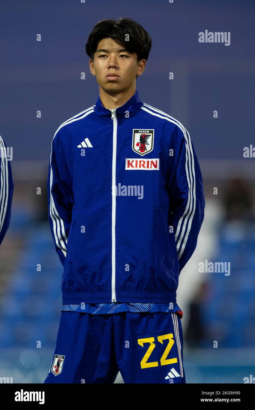 TAKAI KOTA, FRANCE U20 vs JAPON U20, hommes, match amical, Wek de football, Pinatar Arena football Center. Espagne, région de Murcia, San Pedro del Pinatar Banque D'Images