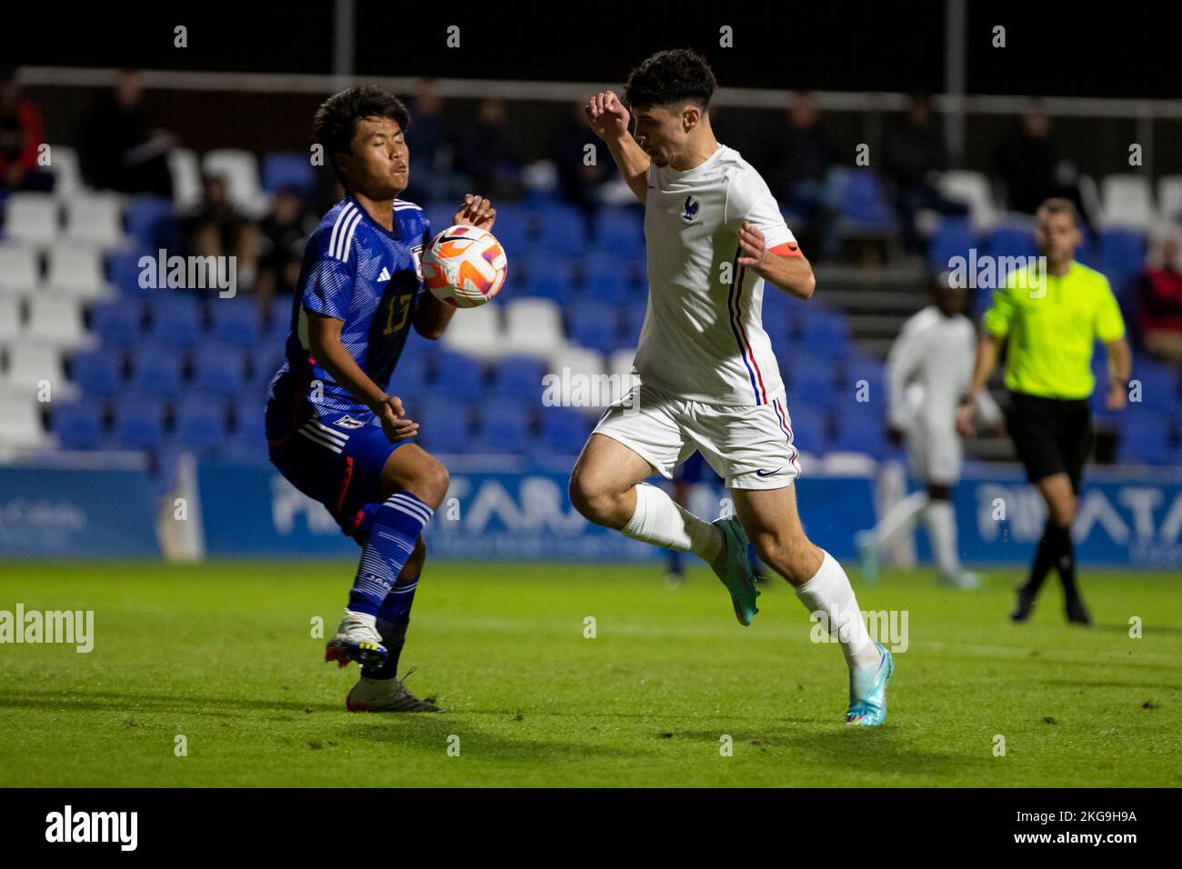 SUWAMA KOSEI, ABLINE © MATTHIS, FRANCE U20 vs JAPON U20, hommes, friendly Match, football Wek, Pinatar Arena football Center. Espagne, région de Murcie, S Banque D'Images