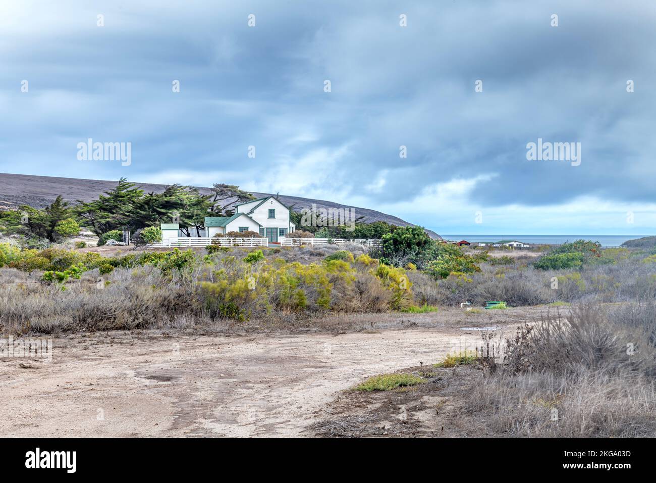 La maison principale du ranch Vail et Vickers sur l'île Santa Rosa, construite au début des années 1900, se trouve à seulement quelques centaines de mètres du ranch principal. Banque D'Images