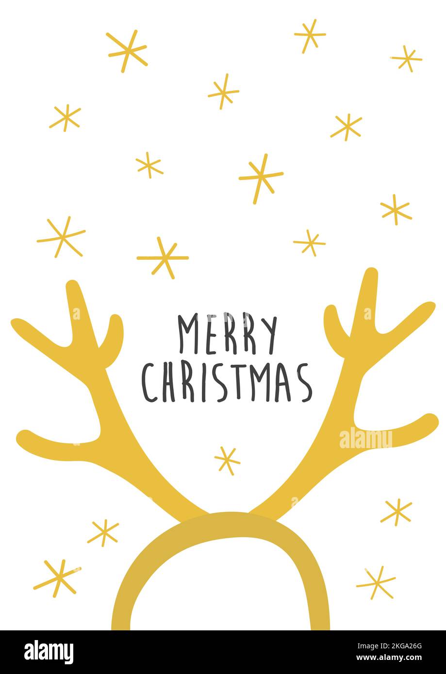 Motif carte de vœux de joyeux Noël. Cornes de bois de renne. Illustration de dessin animé. Design scandinave minimaliste blanc Illustration de Vecteur
