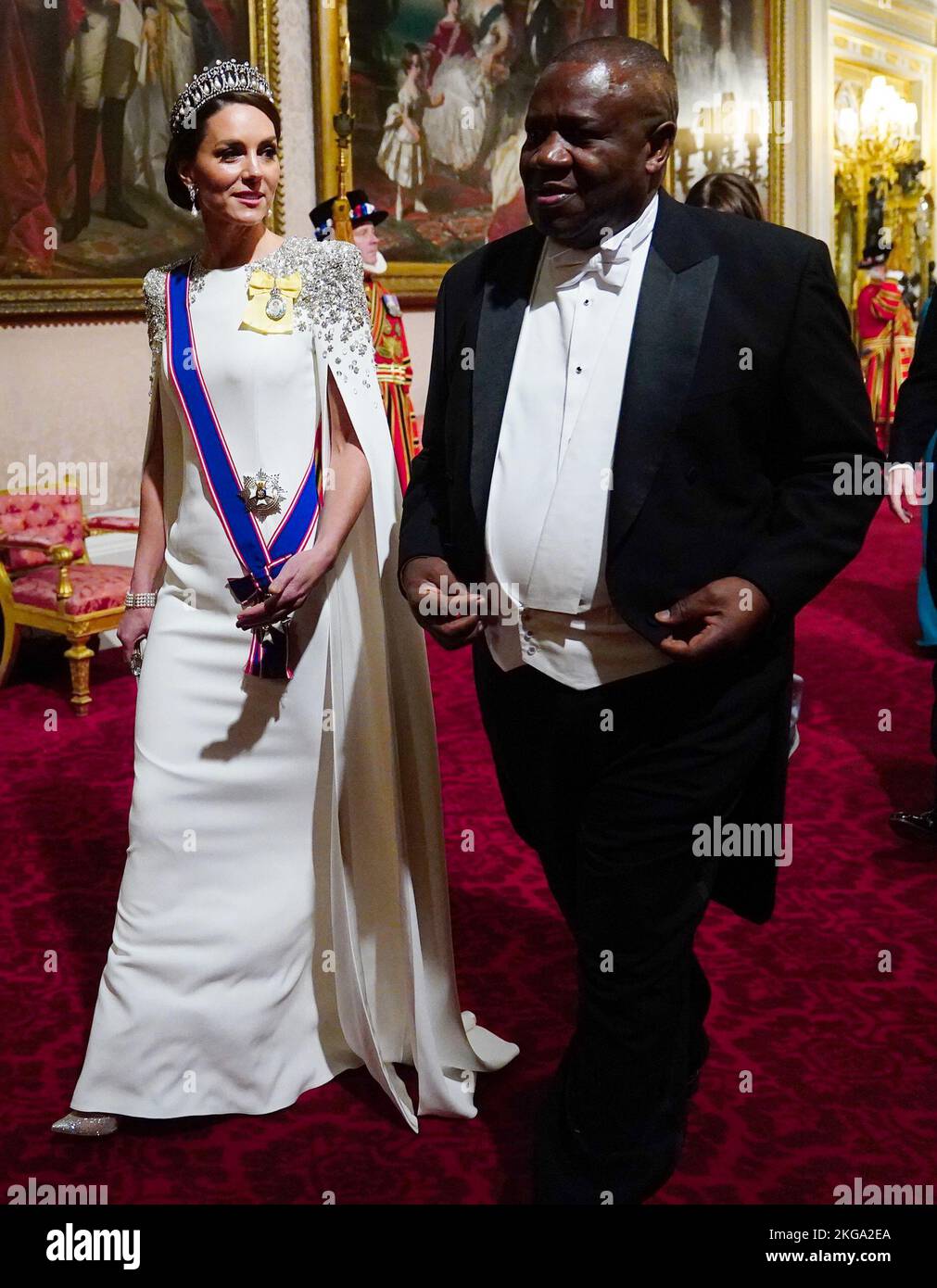 La Princesse de Galles avec des invités lors du banquet d'État au Palais de Buckingham, Londres, pour la visite d'État au Royaume-Uni par le Président Cyril Ramaphosa d'Afrique du Sud. Date de la photo: Mardi 22 novembre 2022. Banque D'Images