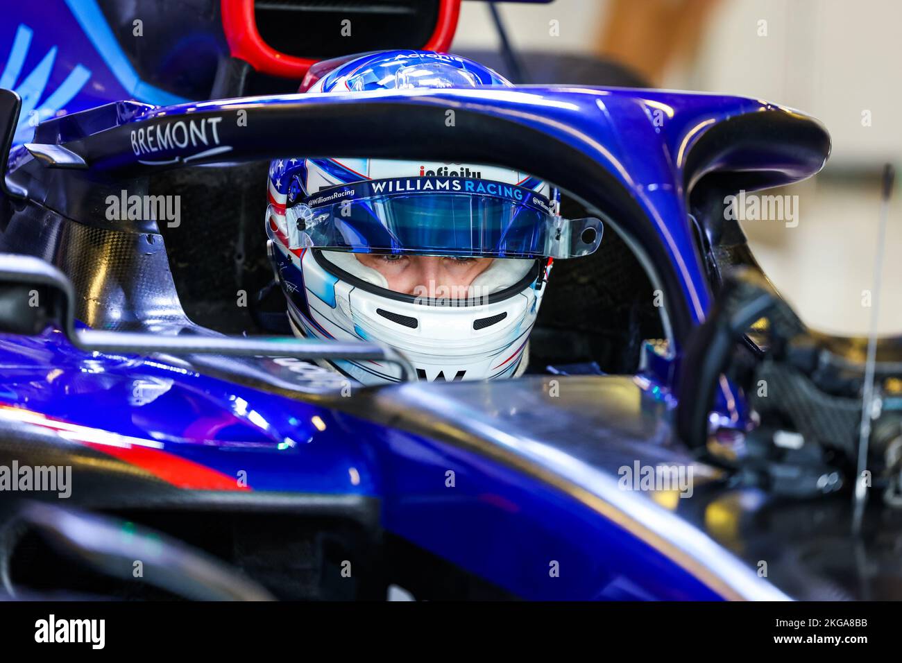 Ile de Yas, Abu Dhabi - 22/11/2022, SARGEANT Logan (etats-unis), Williams Racing FW44, portrait lors des 2022 essais post-saison de 22 novembre au 23, 2022 sur le circuit de la marina de Yas, à l'île de Yas, Abu Dhabi - photo: Florent Gooden / DPP/DPPI/LiveMedia Banque D'Images