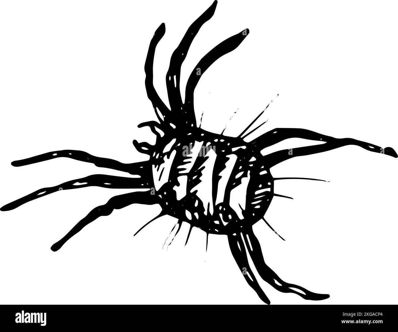 La silhouette noire de dangereux Acarus peint un stylo de gel sur fond blanc Illustration de Vecteur