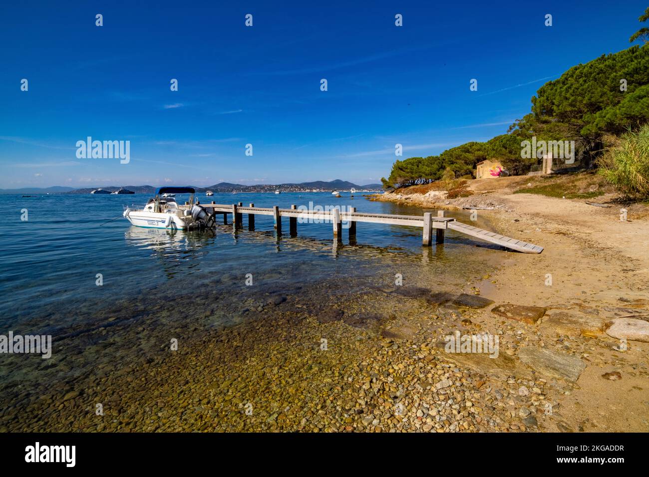 Saint-Tropez Canebiers Bay, la plage de Brigitte Bardot, en France, Provence, Europe Banque D'Images