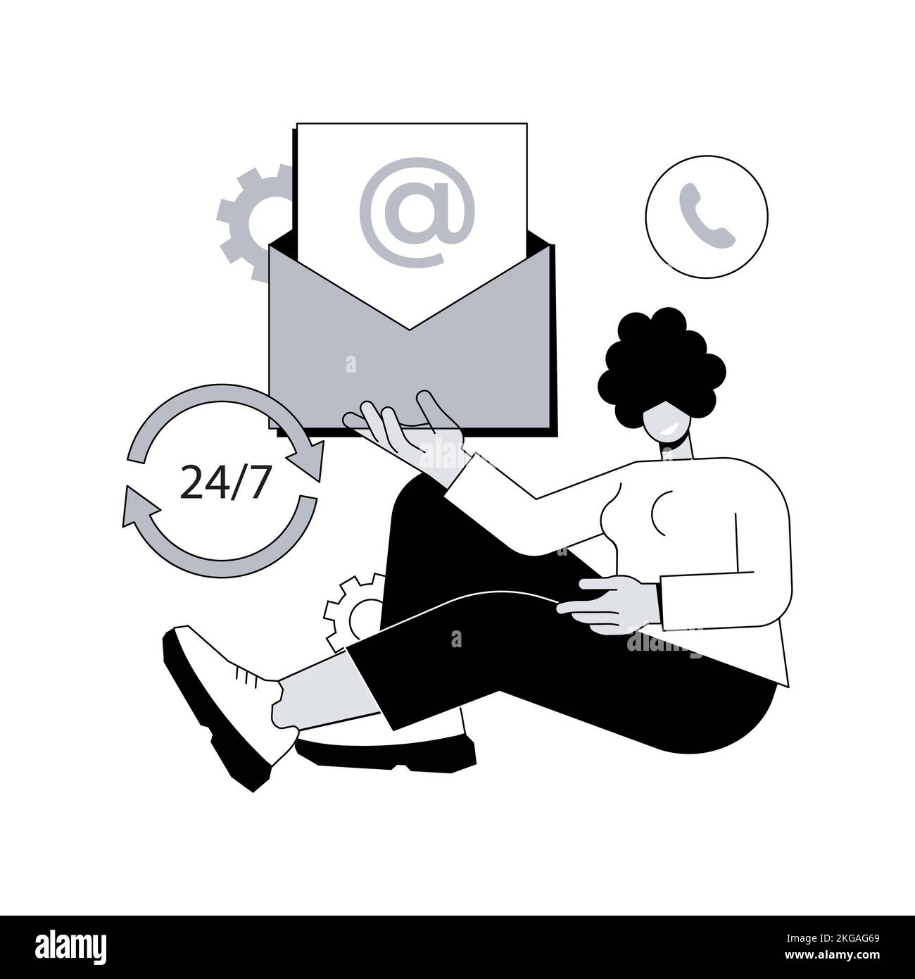 Prenez contact avec l'illustration abstraite du vecteur de concept. Initier le contact, nous contacter, formulaire de commentaires en ligne, parler à votre client, centre de contact, ligne d'assistance, adresse de l'entreprise, métaphore du résumé du chat en direct. Illustration de Vecteur