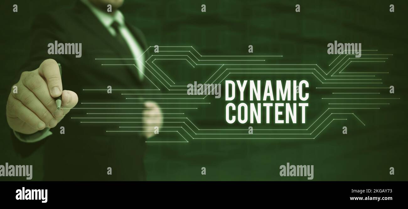 Affiche affichant le contenu dynamique. Business présente le contenu Web qui change en fonction du comportement de l'utilisateur Banque D'Images