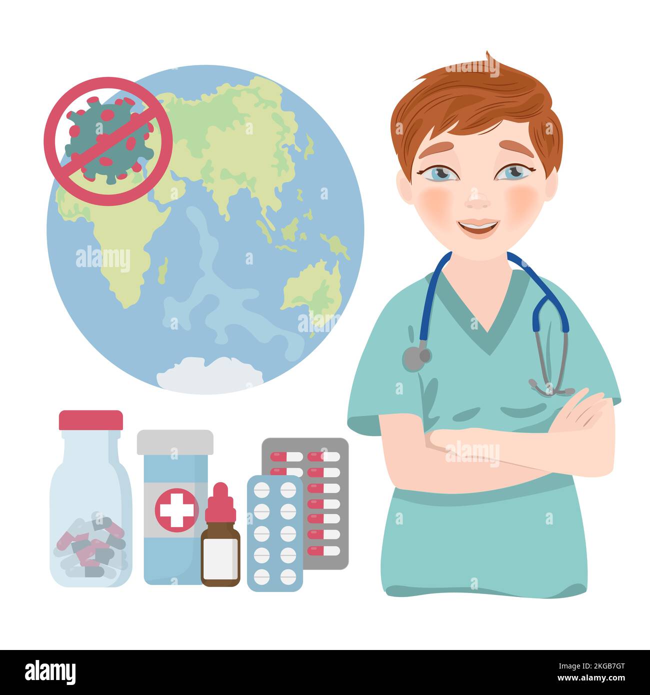 EUROPE STOP VIRUS coronavirus maladie protection médicale World Problem Vector Illustration Set Illustration de Vecteur