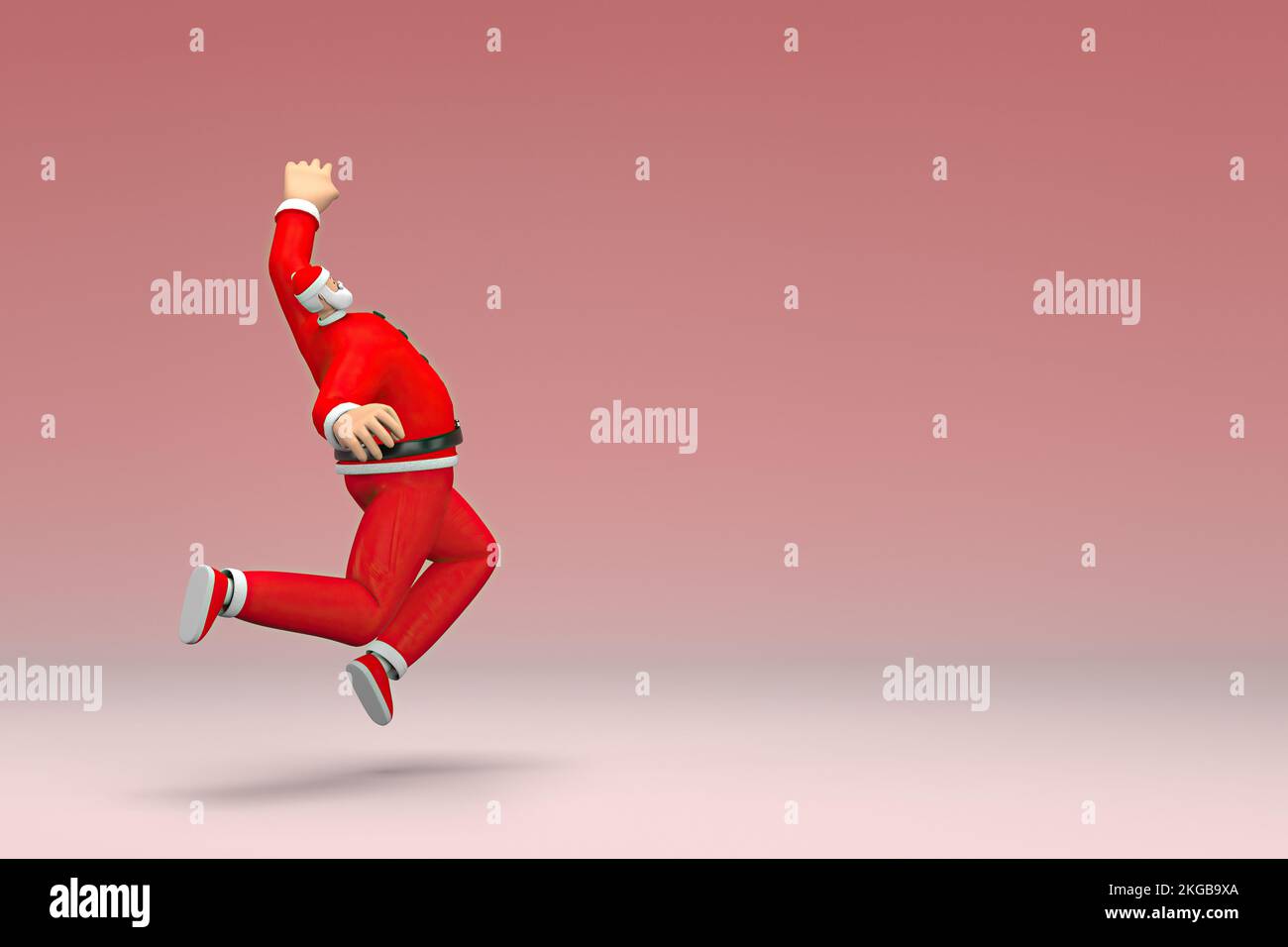 Un homme portant le costume du Père Noël saute. 3d rendu du personnage de  dessin animé en action Photo Stock - Alamy