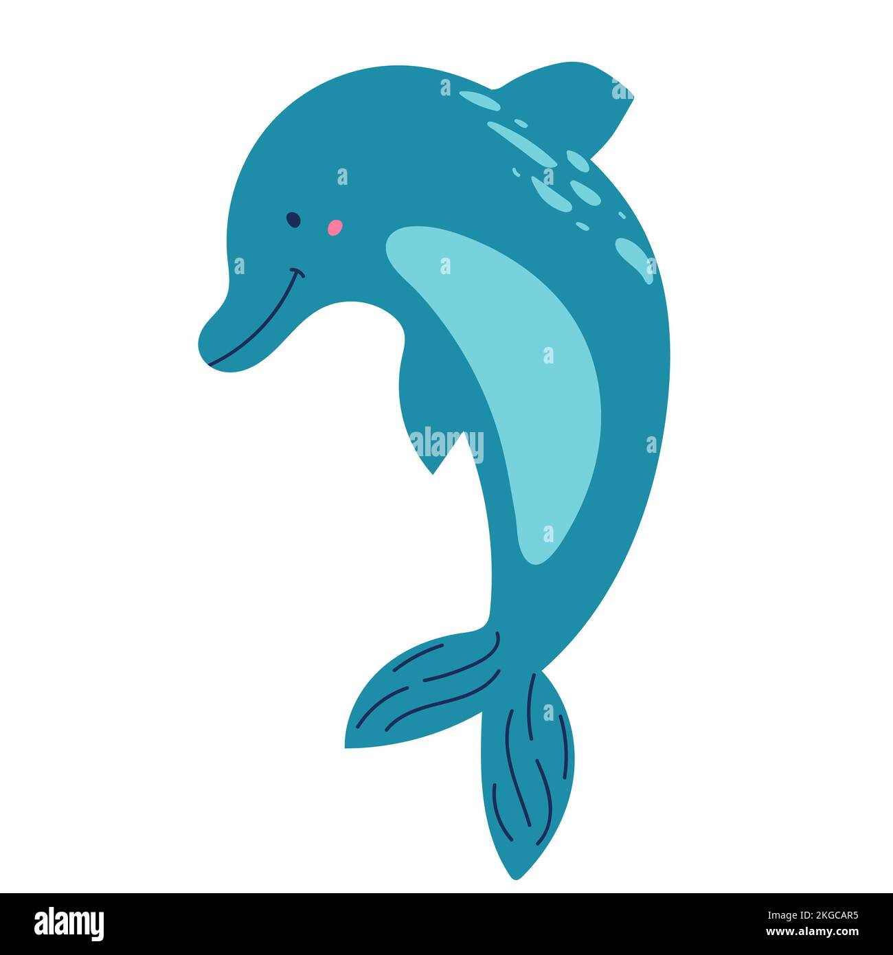 dessin main de saut de dessin de dessin animé de dauphin mignon. isolé Illustration de Vecteur