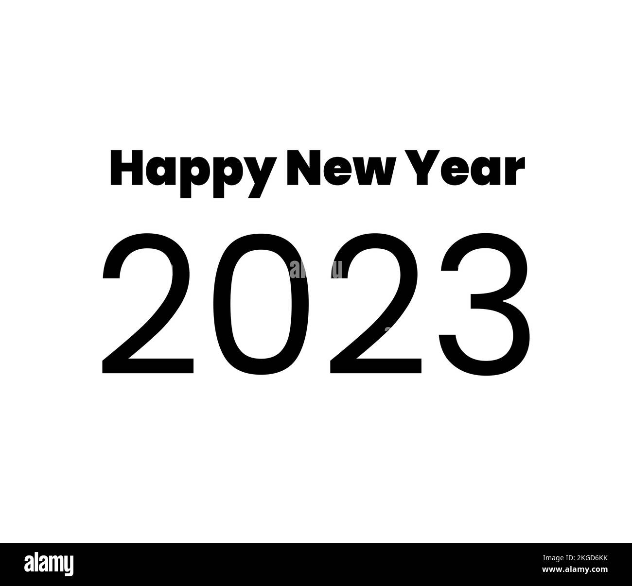 Bonne année 2023, carte postale minimaliste, design moderne de police d'interface utilisateur, qualité vectorielle Illustration de Vecteur