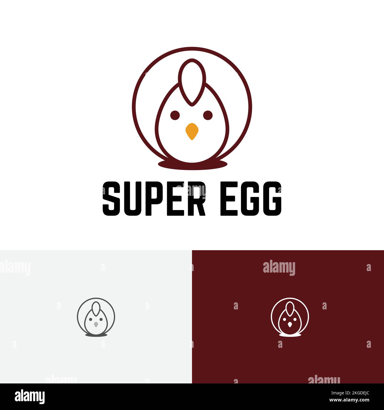 Super œuf poulet coq Hen volaille animal ferme logo Illustration de Vecteur