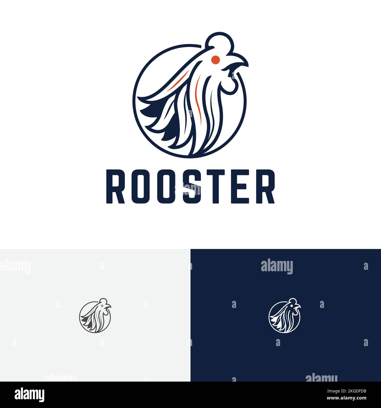 Tête de coq de poulet logo de la ferme animale de volaille Illustration de Vecteur