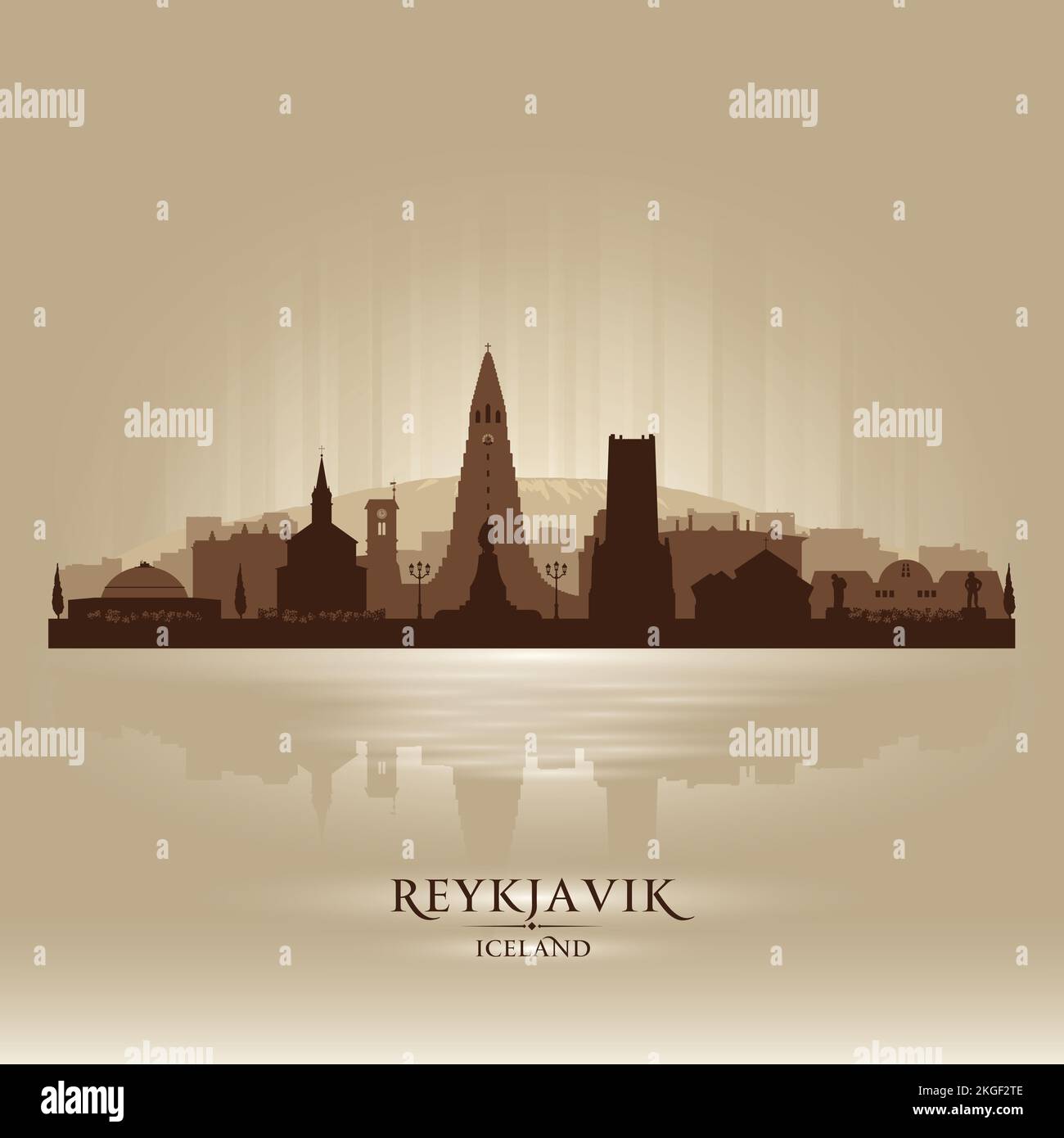 Illustration de la silhouette vectorielle de la ville de Reykjavik en Islande Illustration de Vecteur