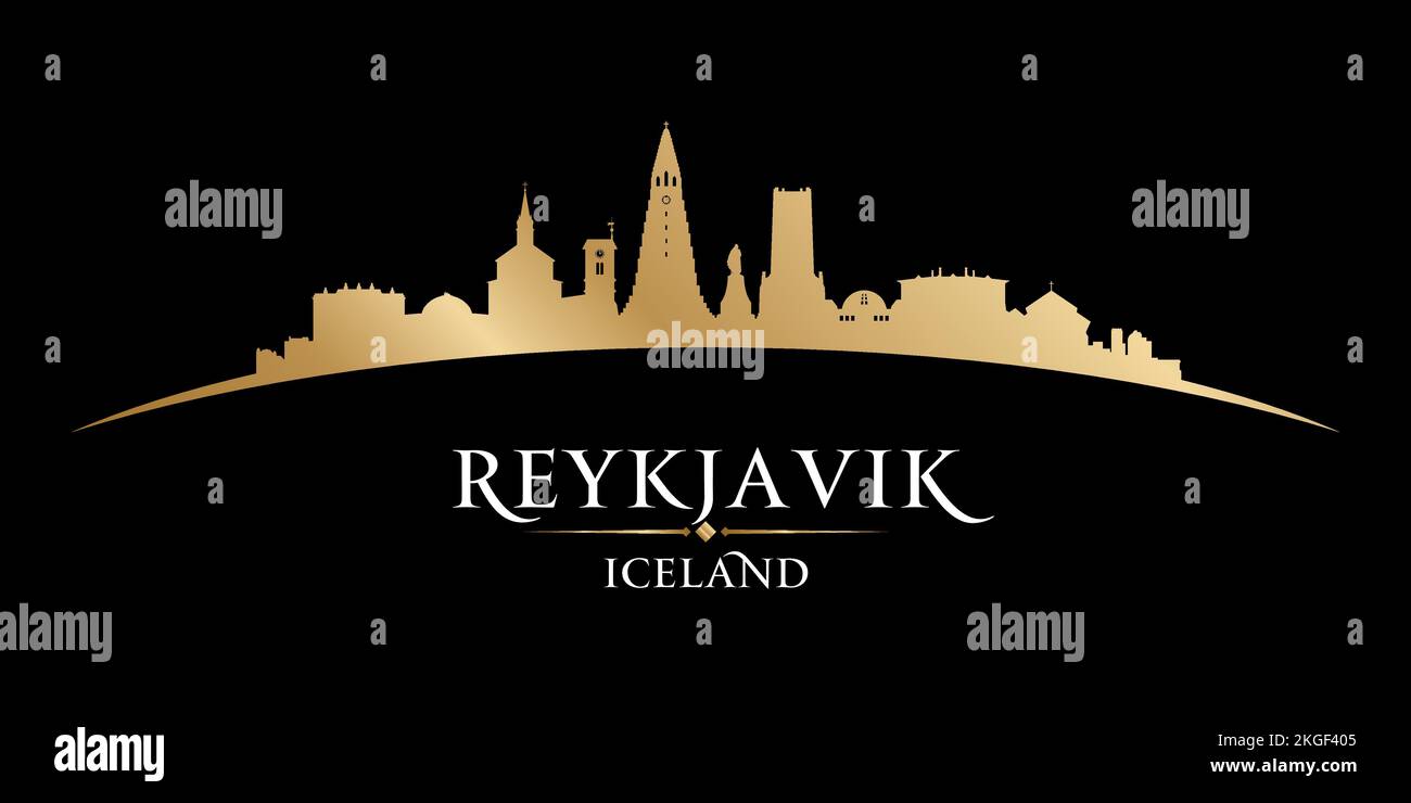Reykjavik silhouette d'horizon de la ville d'Islande. Illustration vectorielle Illustration de Vecteur