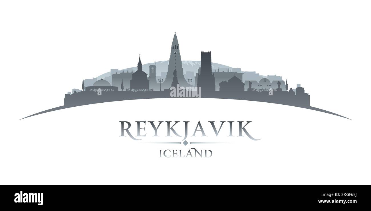 Reykjavik silhouette d'horizon de la ville d'Islande. Illustration vectorielle Illustration de Vecteur