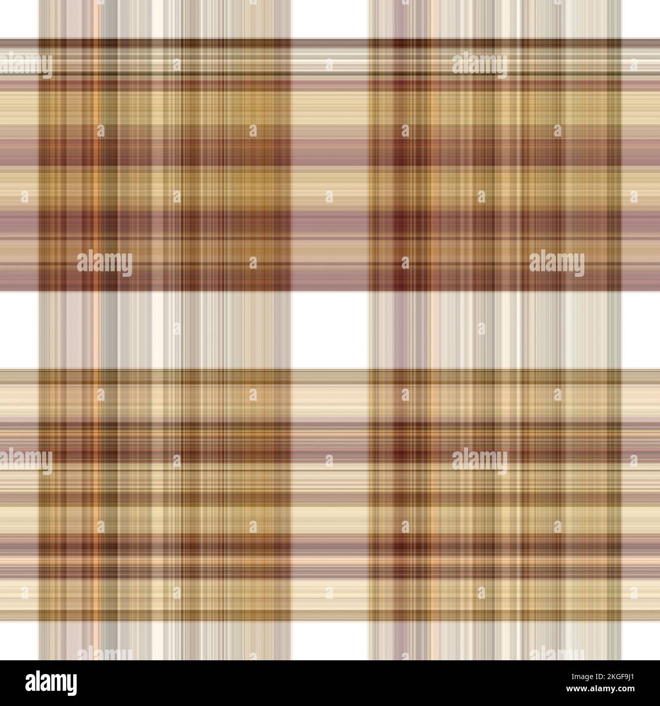 Tissu écossais blanc forêt à motif sans couture. Motif écossais de forêt automnale ton sur ton avec texture organique. Arrière-plan de bande orange pour papier peint rugueux. Banque D'Images
